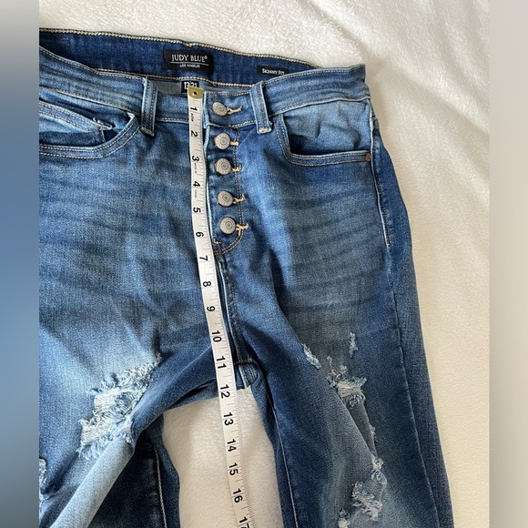 Judy Blue Hi-Rise Skinny Fit Destroyed Button-Fly Jeans - Picture 8 of 12
